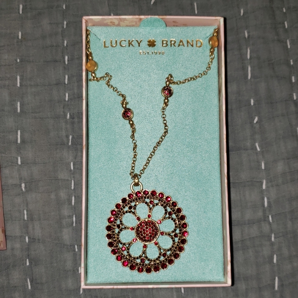 Beautiful ruby gem lucky brand necklace